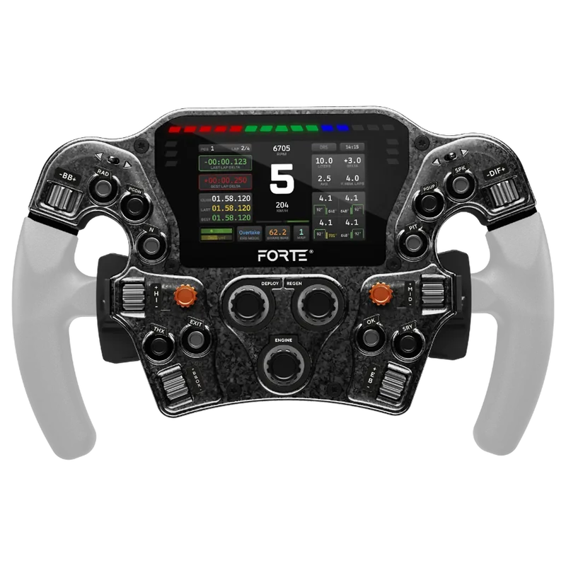 Asetek SimSports Forte Formula Pro - Button Box Sim Racing con LCD 4,3", 23 Comandi e 36 LED aRGB - Nero