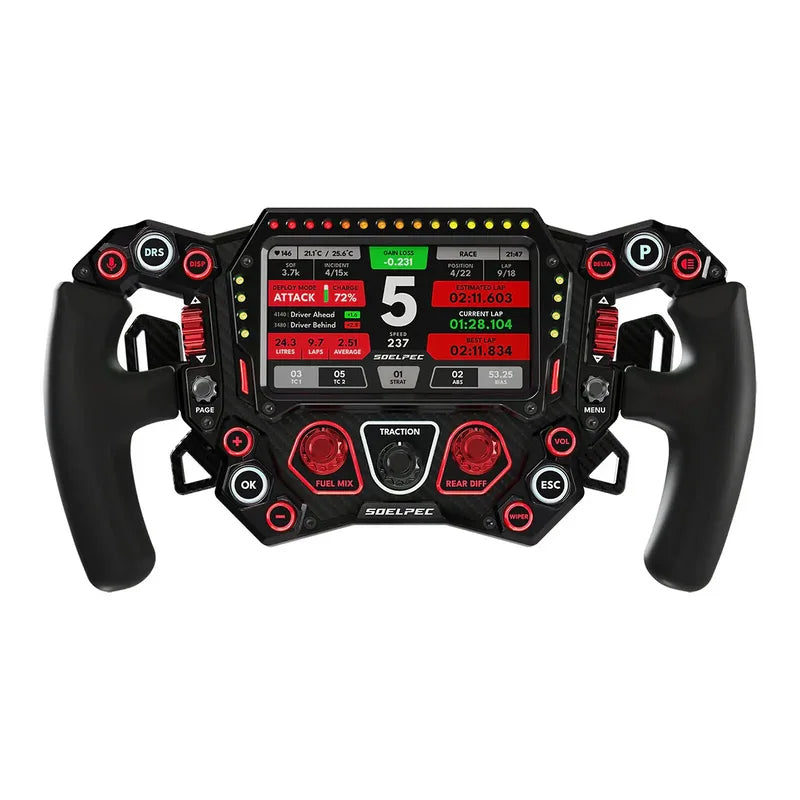 SOELPEC Spectra XR - Volante Sim Racing 302mm in Alluminio e Carbonio con Display Touch 5" - Lava