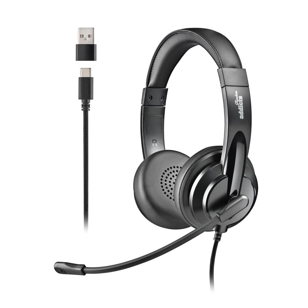 NGS CUFFIE STEREO USB-C CON CONTROLLO DEL VOLUME E ADATTATORE USB