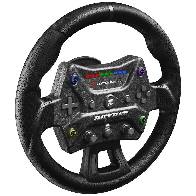 Asetek SimSports Initium - Volante Sim Racing 300mm con 21 Comandi, Palette Magnetiche e aRGB - Nero