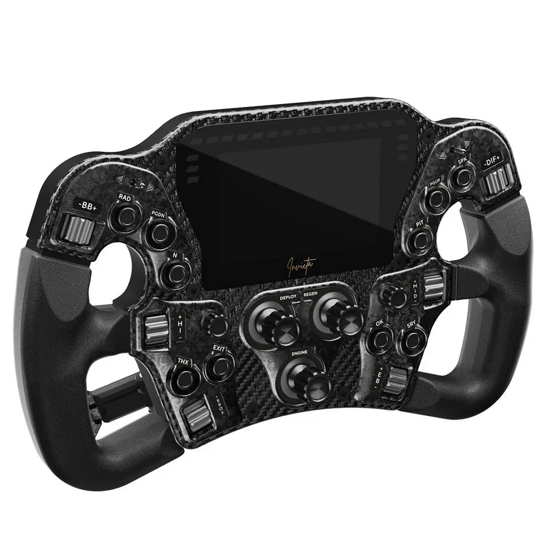 Asetek SimSports Invicta Formula Black on Black - Volante Sim Racing 300mm con Display LCD 4,3" e USB-C - Nero