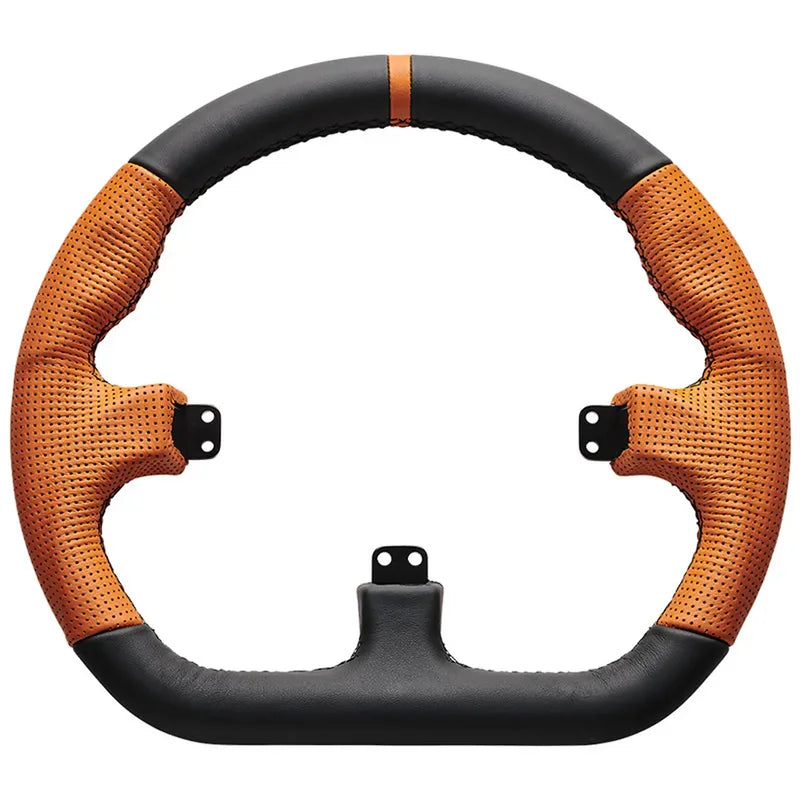 Asetek SimSports GT Rim Closed D - Volante GT in Alluminio e Pelle, compatibile con Button Box La Prima e Forte - Nero/Arancione