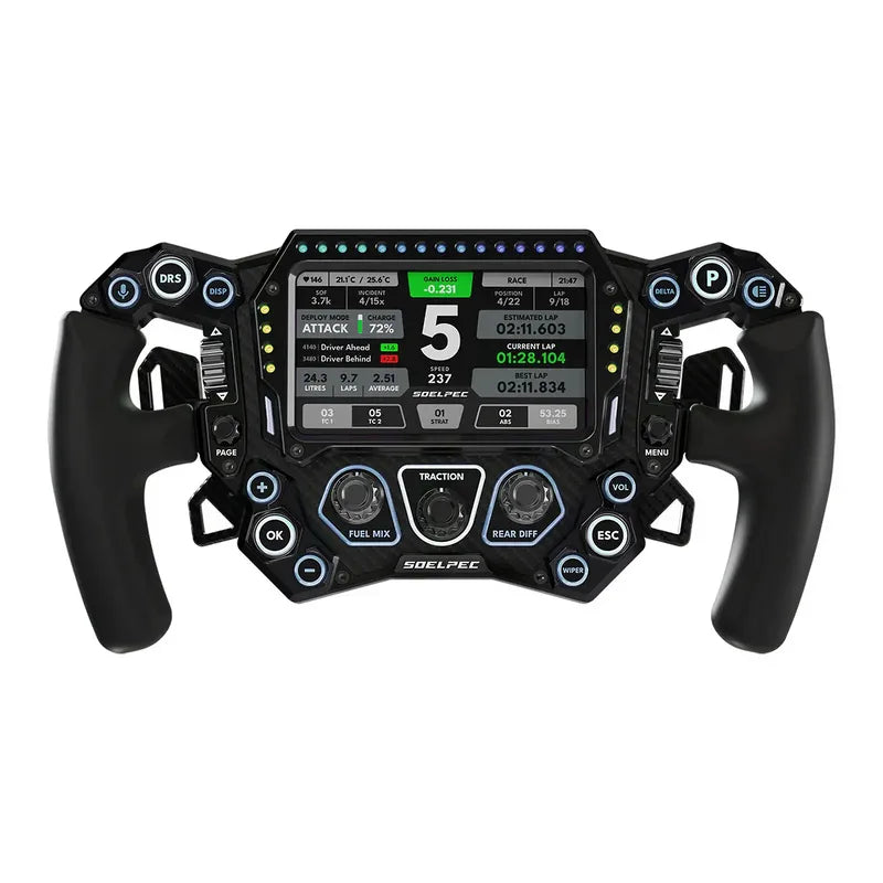 SOELPEC Spectra XR - Volante Sim Racing 302mm in Alluminio e Carbonio con Display 5 pollici - Basalt