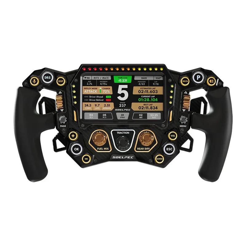 SOELPEC Spectra XR - Volante Sim Racing 302mm in Alluminio e Carbonio con Display 5" e RGB - Rame