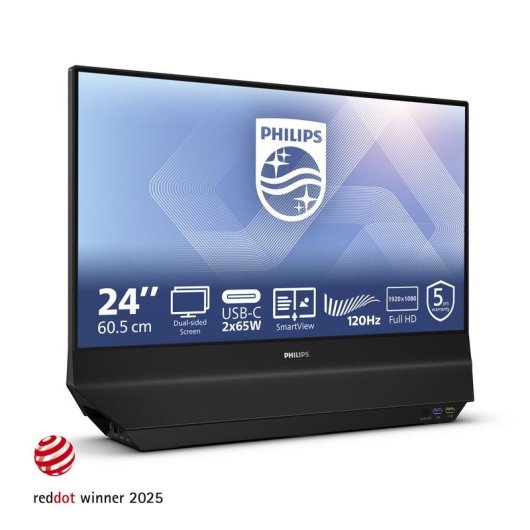 PHILIPS DOPPIO MONITOR 23,8 LED IPS FHD 16:9 4MS 120hz, 2xHDMI, 2x USB-C, MULTIMEDIALE