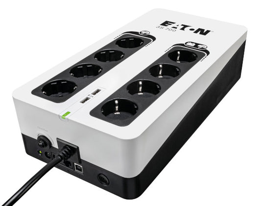 EATON 3S UPS DIN, 700 VA, 420 W, INGR: SCHUKO, USC. (4) SCHUKO (4) SCHUKO SOLO SURRGE, COM. USB, TOW