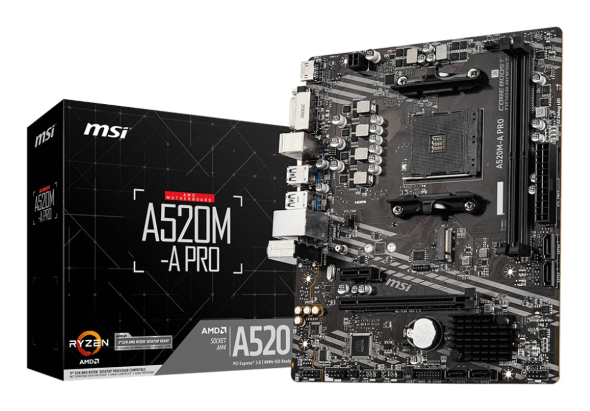 MB MSI A520M-A PRO AM4 RYZEN NO VGA 2D4 4S3 6U32 4U2 1M.2 RAID GLAN D/H