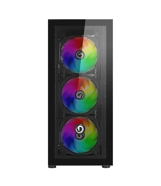 NUWO CASE ATX RODAN R601 0.5MM SPCC USB3.0/2.0 4 FAN 12CM ARGB FRONT GLASS SIDE GLASS NERO