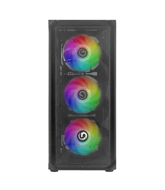NUWO CASE ATX RODAN R602 0.5MM SPCC USB3.0/2.0 4 FAN 12CM ARGB FRONT MESH SIDE GLASS NERO