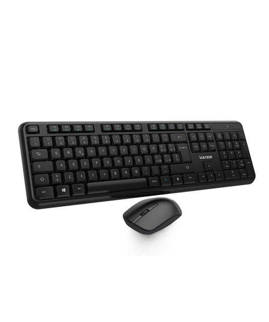 VULTECH TASTIERA E MOUSE BUNDLE, WIRELESS, 1600DPI REGOLABILI 2,4GHZ
