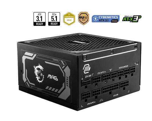MSI ALIMENTATORE MAG A1000GL PCIE5, EU, 1000W, FULLY-MODULAR, 80 PLUS