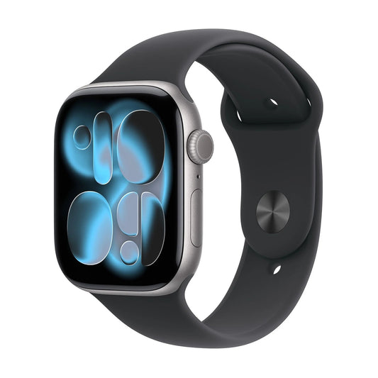 APPLE WATCH SERIES 11GPS46MMSPACE GREY ALUMINIUM CASE WITH BLACK SPORT BAND, S/M