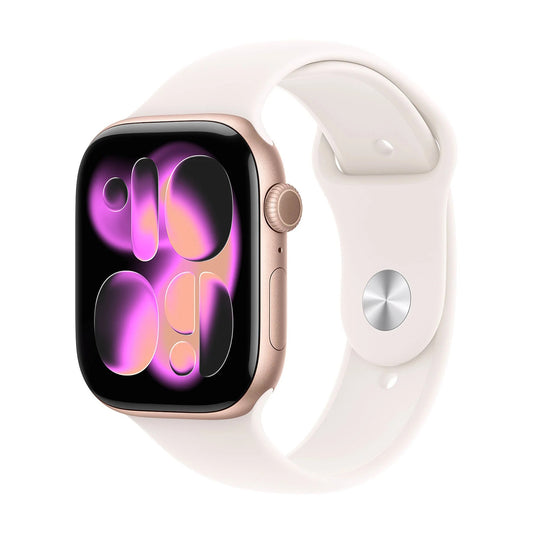 APPLE WATCH SERIES 11GPS46MMROSE GOLD ALUMINIUM CASE WITH LIGHT BLUSH SPORT BAND - S/M