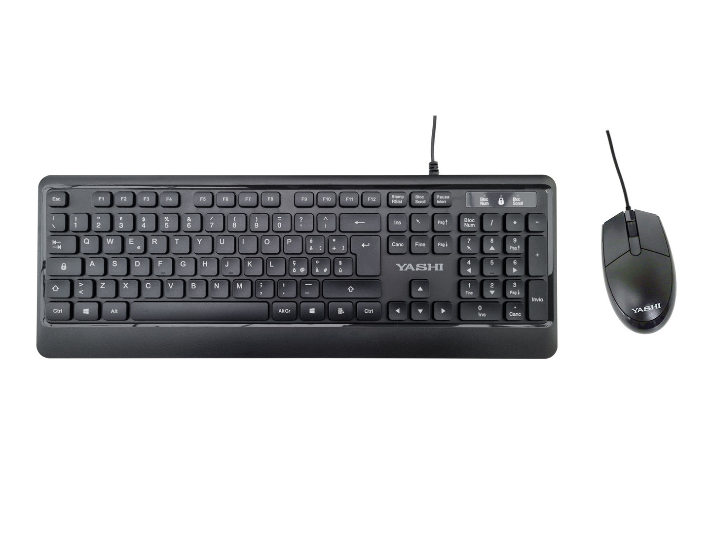 YASHI TASTIERA E MOUSE USB KIT, SOFT, NERO, ITA