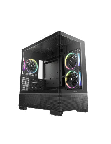 DEEPCOOL CASE MICRO ATX CG380U 3F BLACK PANORAMIC 3CURVE ARGB 2TB 360mm AIO